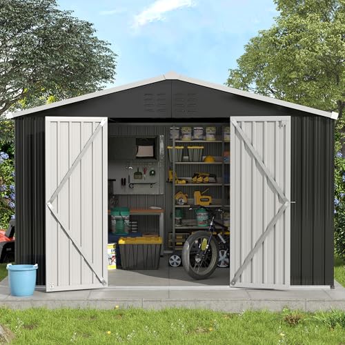 UDPATIO Outdoor Storage Shed 6x6 FT Resin Garden Shed with Lockable Door D90316