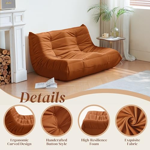Bean Bag Chair for Adults Suede Microfiber Fireside Floor Chair 3-Seater Beige F151744