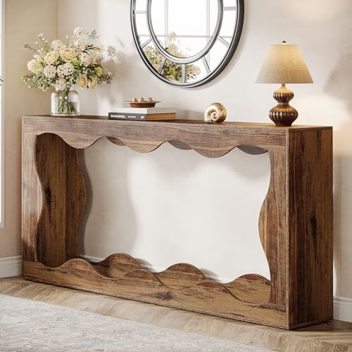 Tribesigns 63 Inches Farmhouse Console Table with Storage, Brown T384