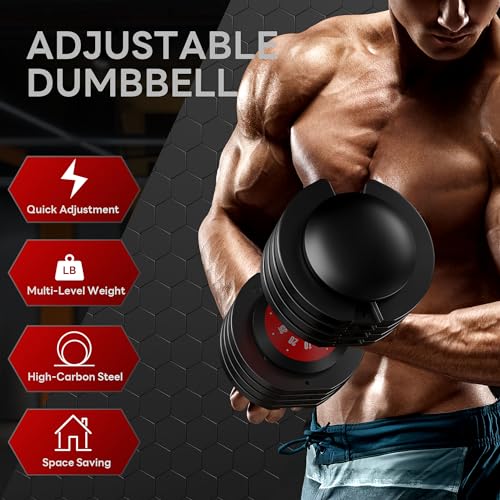 SogesPower Adjustable Dumbbells 5LB to 110LB with Anti-Slip Metal Handle for Home Gym S1488