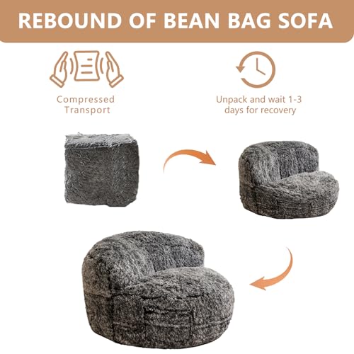 BYBYME Giant Faux Fur Bean Bag Chair for Adults with Filler T1937