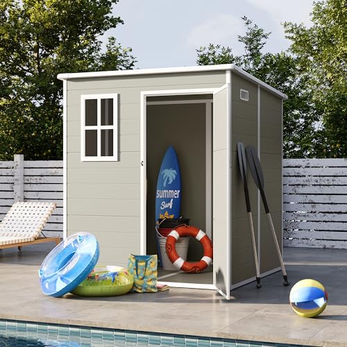 UDPATIO Outdoor Storage Shed 6x6 FT Resin Garden Shed with Lockable Door D90316