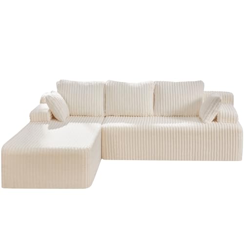 Modular Sectional Sofa L-Shape Couch with Oversized Chaise, Grey Stripe I49459