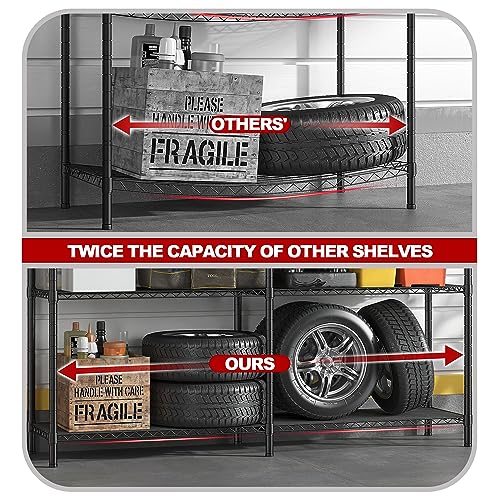 REIBII 73''W 5-Tier Metal Shelving Unit, Heavy Duty Wire Storage Rack F431