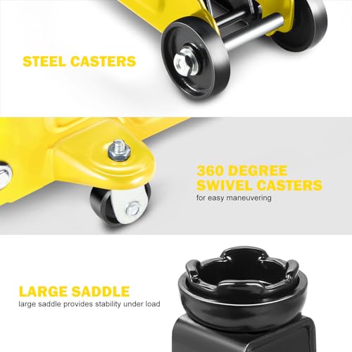DNA MOTORING Floor Jack 3 Ton Low Profile Heavy Duty Hydraulic Car Jack, Black T11604