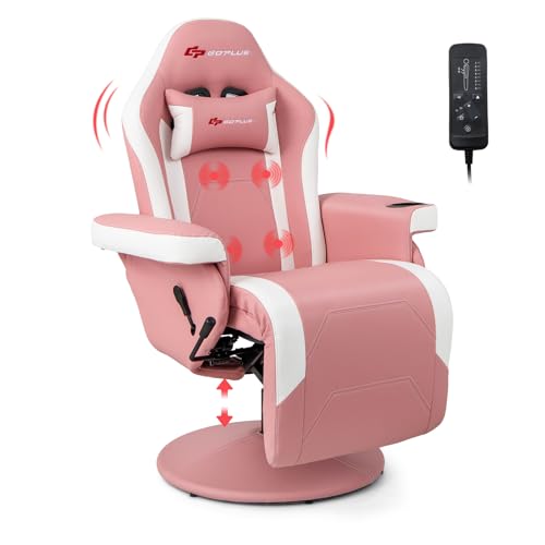 Goplus Massage Gaming Chair, Racing Recliner with Footrest, PU Leather N121