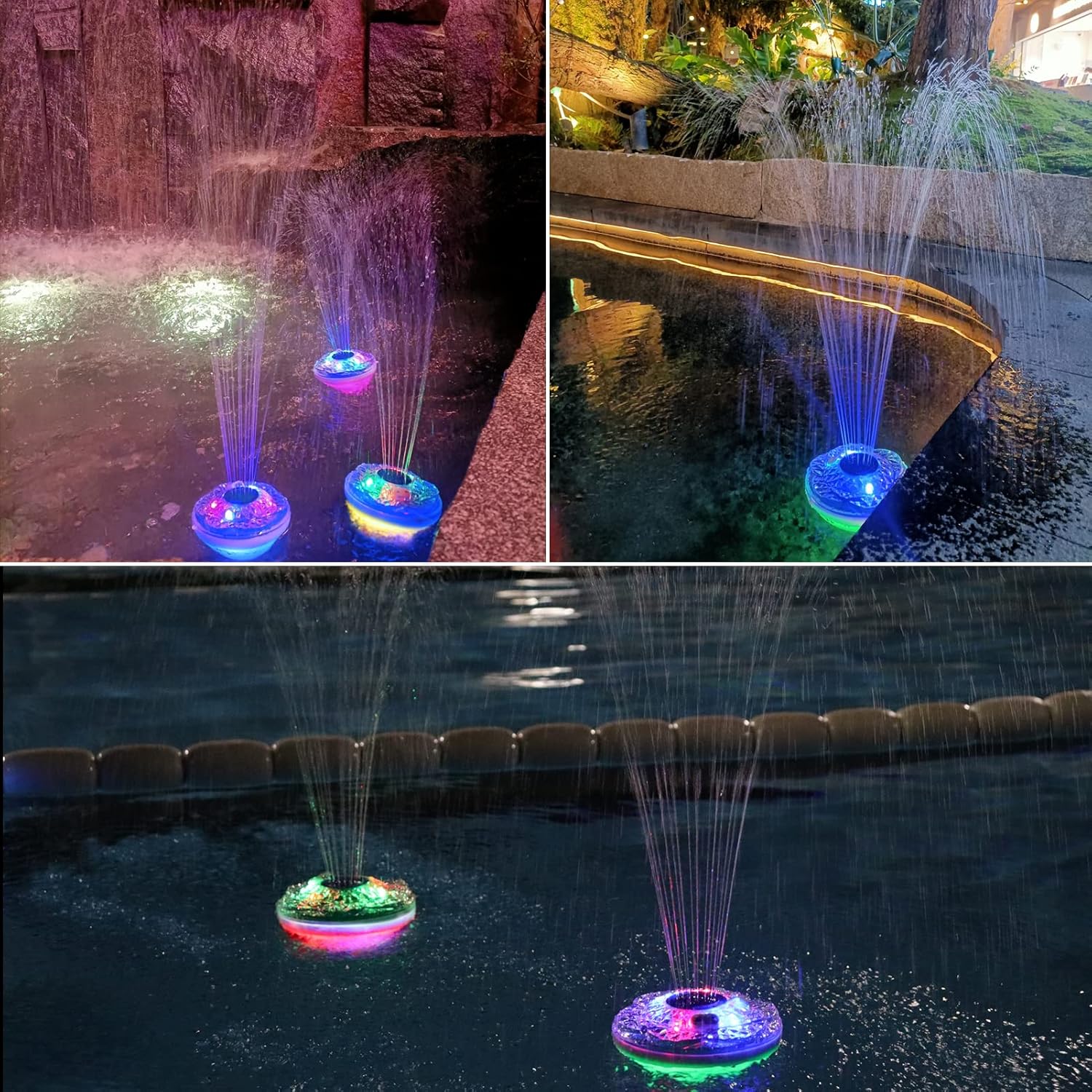 Floating Pool Fountain with Light Show, Rechargeable, IP68 Waterproof B72594