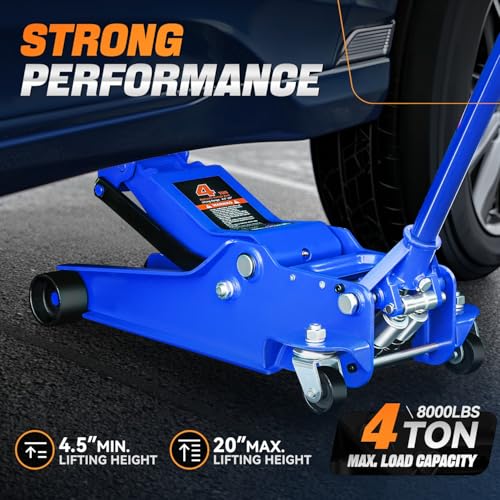 Auto Dynasty 4 Ton Low Profile Floor Jack, Heavy Duty Steel Hydraulic, Yellow B7990