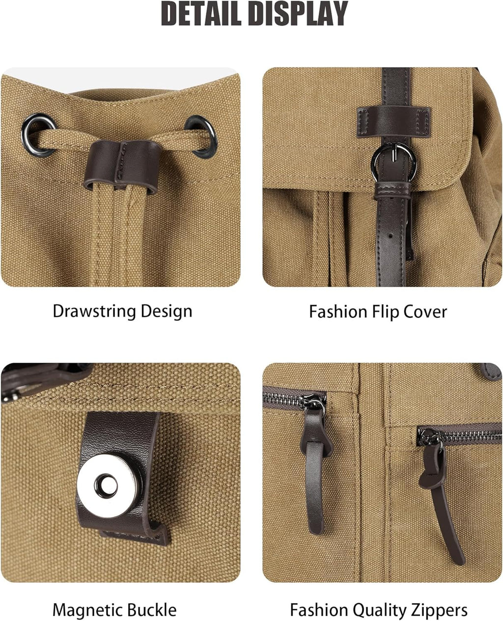 Canvas Vintage Casual Daypack Backpack for Men Women, Water Resistant Lightweight, 14 Inch Laptop Rucksack E55739