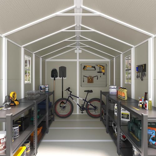 UDPATIO Outdoor Storage Shed 6x6 FT Resin Garden Shed with Lockable Door D90316