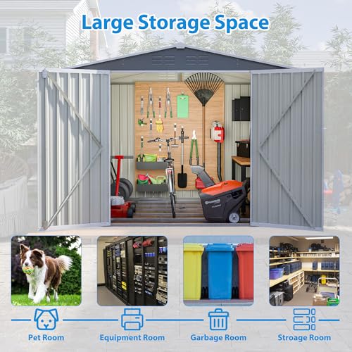 Outdoor Storage Shed 6x4 Ft, Heavy-Duty Resin Tool Shed with Lockable Doors Z7258