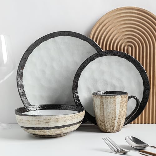 Stone Lain Lucy Porcelain 16-Piece Dinnerware Set, Beige T88818