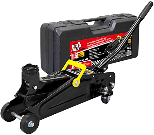 BIG RED Torin Hydraulic Trolley Floor Jack with Storage Case, 1.5 Ton Capacity, Black J906585