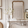 COZAYH Curved Wood Frame Accent Mirror, Farmhouse French Country Decorative Wall Mirror, Rectangle 23.5" L x 38" W, Natural