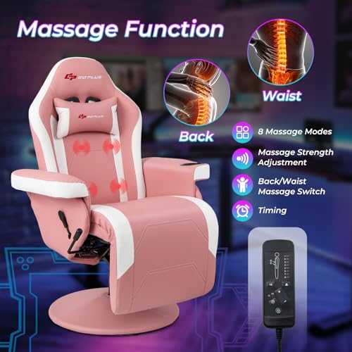 Goplus Massage Gaming Chair, Racing Recliner with Footrest, PU Leather N121