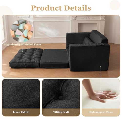 YOSHOOT Loveseat Sleeper Sofa 55" Convertible Sofa Bed Couch with Reclining Backrest U145129