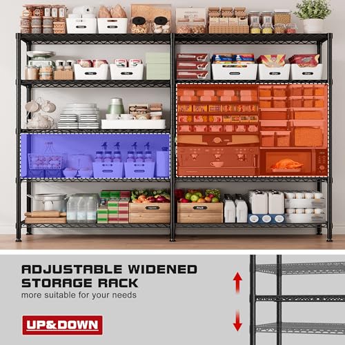 REIBII 73''W 5-Tier Metal Shelving Unit, Heavy Duty Wire Storage Rack F431
