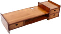 Monitor Stand Riser with 3 Storage Organizer Drawers Bamboo Printer Shelf Stand Desktop Ergonomic Computer Monitor Stand Multifunctional Desktop Organizer-Retro Brown