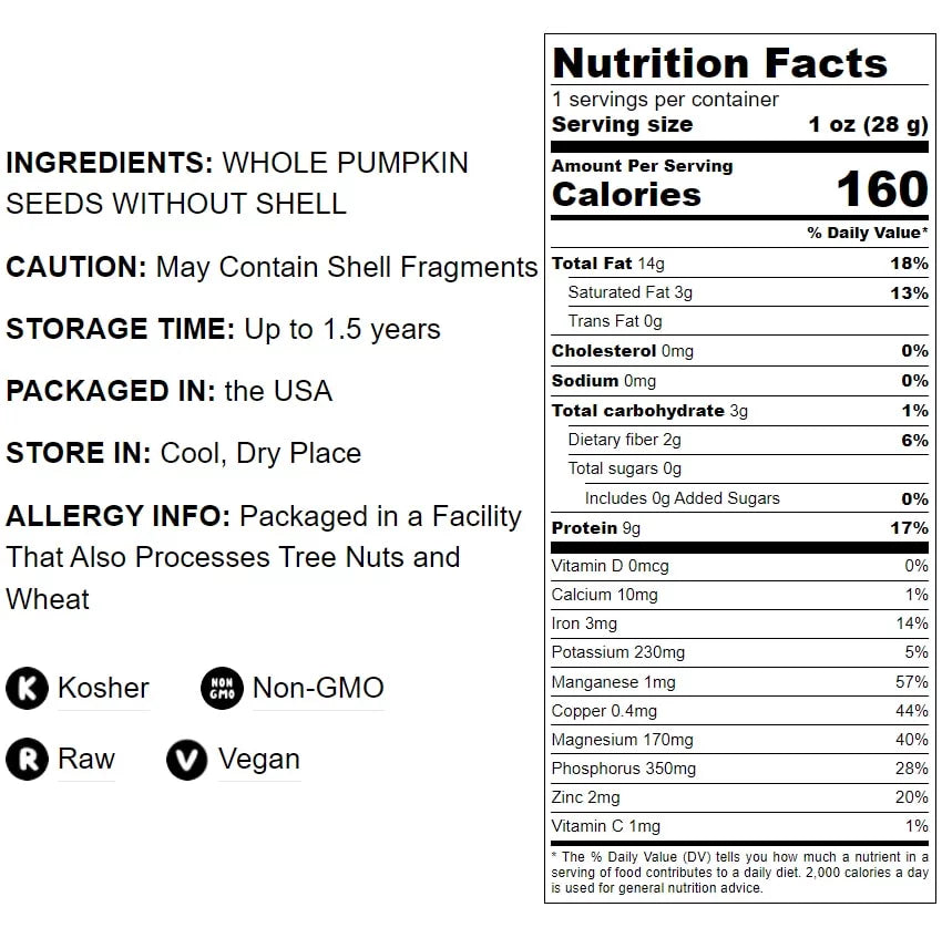 Raw Pepitas (Pumpkin Seeds), Non-GMO, 2 Pounds by Food to Live W794