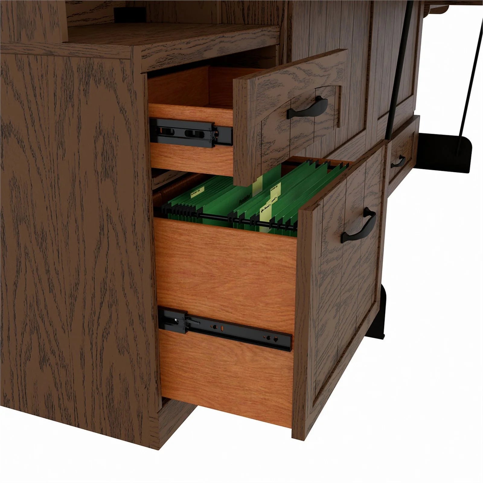 RoomAndLoft Cape Cod Wood Queen Murphy Wall Desk Bed with Shelf Storage, Brown U68106