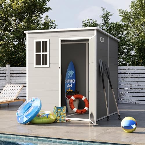 UDPATIO Outdoor Storage Shed 6x6 FT Resin Garden Shed with Lockable Door D90316