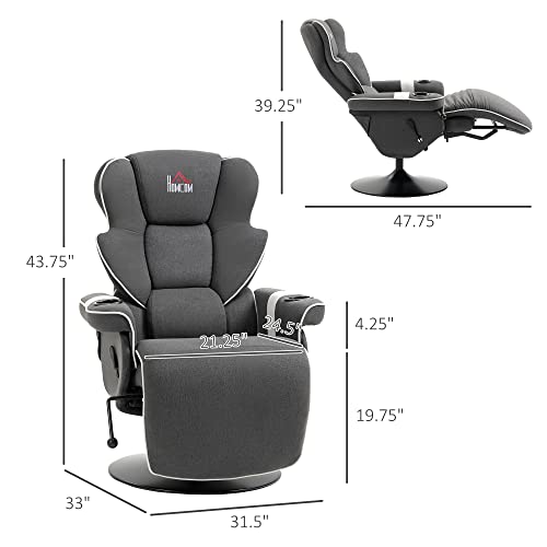 HOMCOM Manual Recliner Swivel Lounge Armchair with Footrest, Black X595632