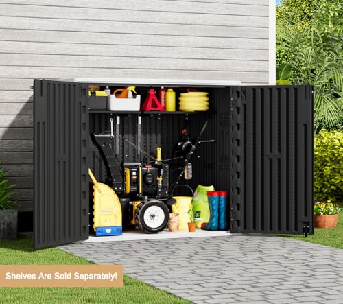 KINYING Outdoor Vertical Storage Shed 57 Cu.ft Waterproof Lockable Brown C842304