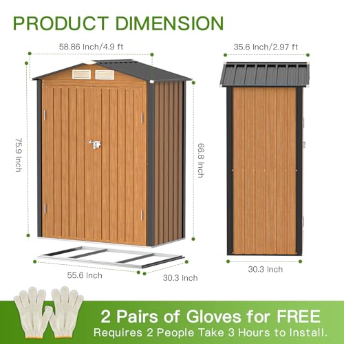 Outdoor Storage Shed 5x3 Ft Metal Steel with Lockable Door N4246