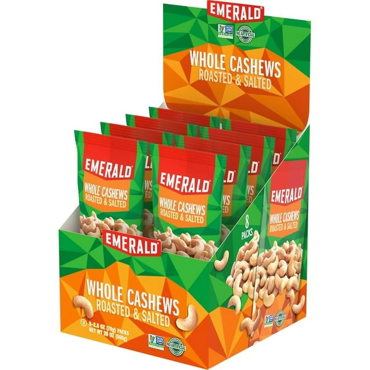 Emerald Nuts Whole Cashews Roasted & Salted, 8 CT Box, 20 oz H343128