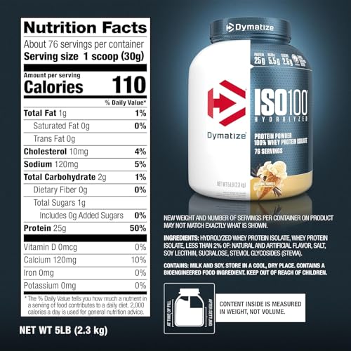 Dymatize ISO100 Whey Protein Powder, Cookies & Cream, 20 Servings E355002