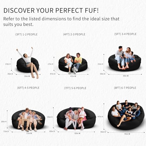 Bean Bag Chair for Adults 3FT, Soft Removable Cover, Light Gray M535251