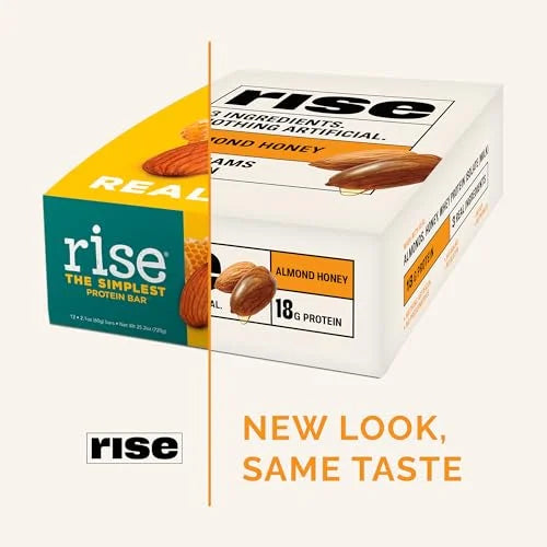 Rise Whey Protein Bars Almond Honey, 20g Protein, 12 Pack C7348