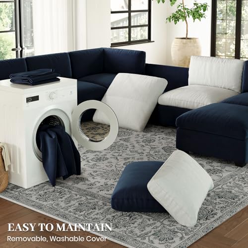 Belffin Extra Large Modular Sectional Sofa, 4-Seater L Shaped Velvet Couch, Black A1471