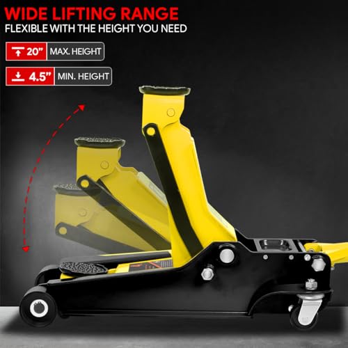 DNA MOTORING Floor Jack 3 Ton Low Profile Heavy Duty Hydraulic Car Jack, Black T11604