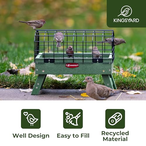 Kingsyard Squirrel Proof Bird Feeder for Outdoors, Recycled Plastic, Metal Caged, Blue R5415