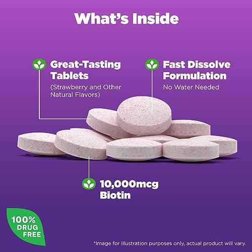 Natrol Beauty Biotin 10000mcg Dietary Supplement, 200 Tablets W487
