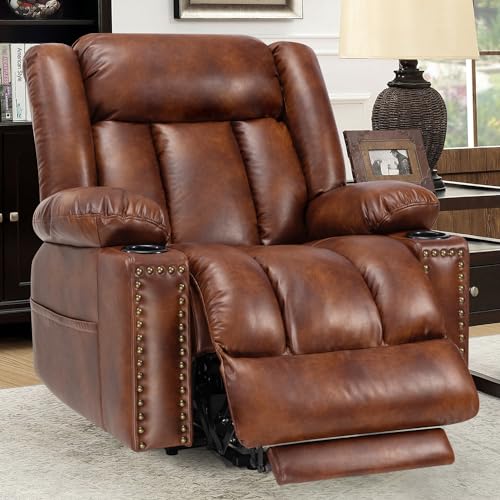 Large Power Lift Chair Recliner for Elderly with Heat and Massage, Dark Brown W500