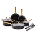 Blue Diamond 20 Piece Cookware and Bakeware Set, Diamond Infused PFOA PFAS-Free Ceramic Nonstick Pots and Pans, Durable Nontoxic Metal Utensil Safe & Scratch Resistant, Dishwasher & Oven Safe, Blue