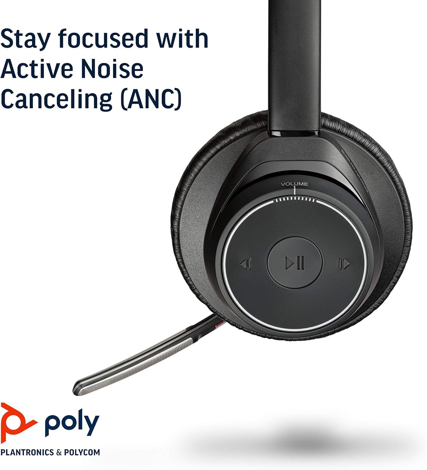 Plantronics Voyager Focus UC Poly Bluetooth Dual-Ear Headset with Boom Mic, Active Noise Canceling Z34676