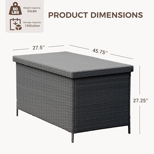 Grand patio 158 Gallon Deck Box Outdoor Storage with Lid Grey Z487