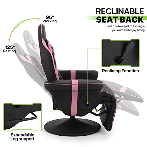 Magshion 360° Swivel Gaming Recliner Chair, Ergonomic PU Leather, Grey G328110