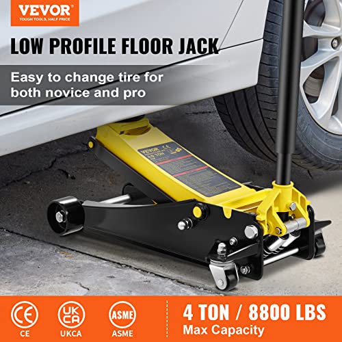 VEVOR 4 Ton Low Profile Steel Racing Floor Jack with Dual Pistons P580979