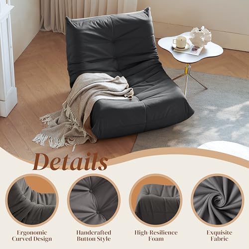 Bean Bag Chair for Adults Suede Microfiber Fireside Floor Chair 3-Seater Beige F151744