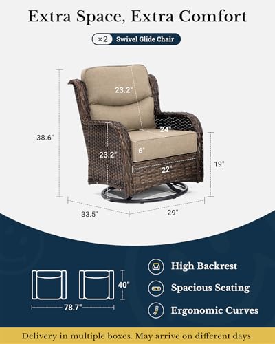 Luxury Patio Furniture Set 7PCS Wicker Conversation Set with Blue Cushions J5390