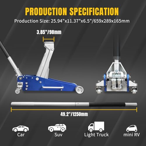 YELLOW JACKET 2.5 Ton Trolley Jack with Carrying Case, 5500 lb Capacity N593266
