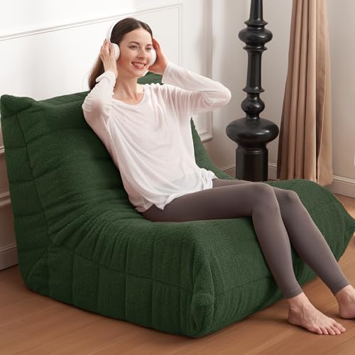 Bean Bag Chair Big Sofa for Adults with Memory Foam, Black Plush A2357