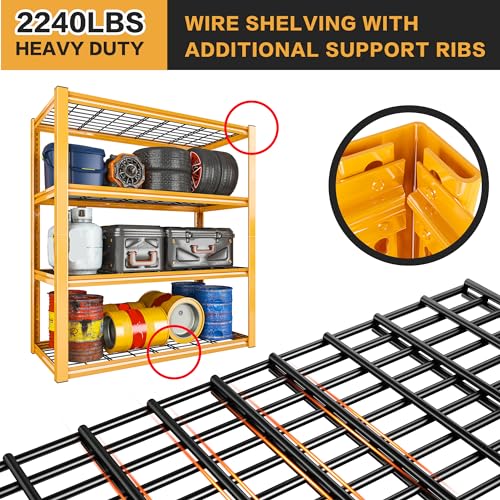 REIBII 40" W Garage Shelving 4-Tier Heavy Duty Adjustable Metal Shelves G342