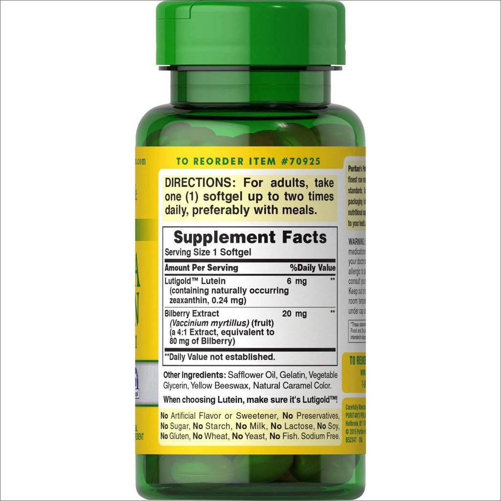 Puritan's Pride Herbavision with Lutein and Bilberry, 240 Softgels N4629