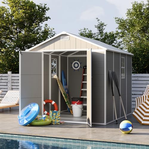 UDPATIO Outdoor Storage Shed 6x6 FT Resin Garden Shed with Lockable Door D90316