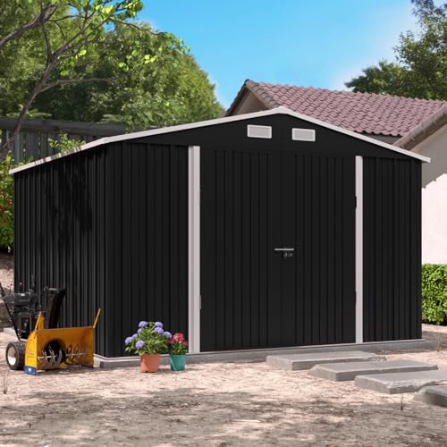 UDPATIO Outdoor Storage Shed 6x6 FT Resin Garden Shed with Lockable Door D90316